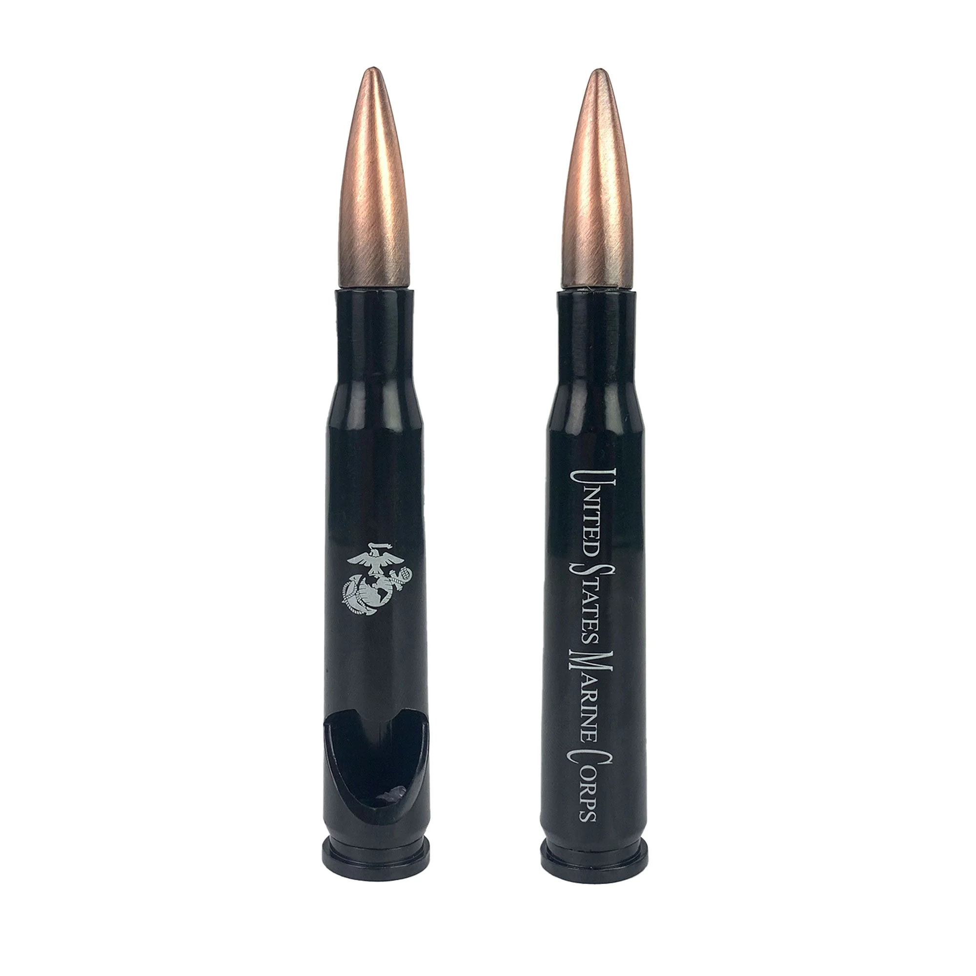 Bottle Opener: U.S.M.C. - 50 Caliber Bullet Black with Eagle Globe and Anchor