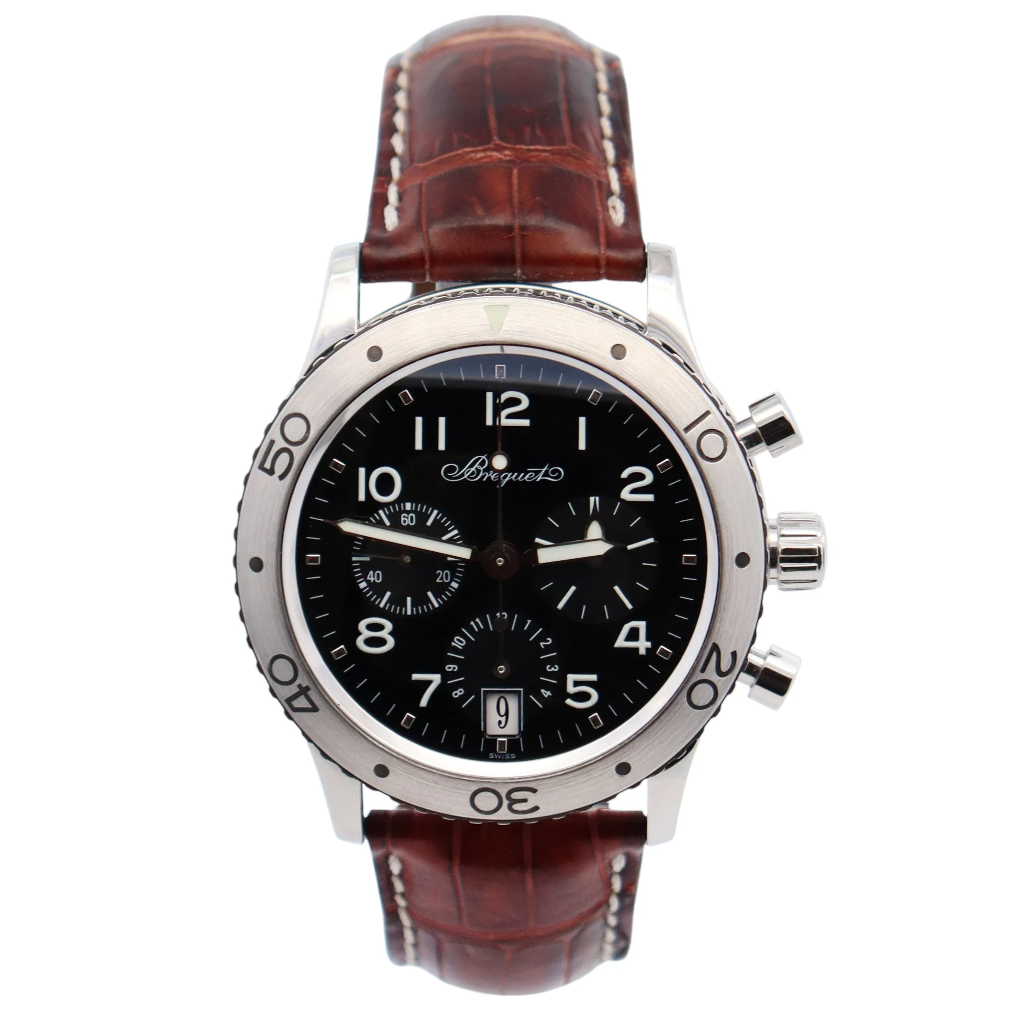Breguet Type XX 39mm Black Dial Watch Ref# 3820ST