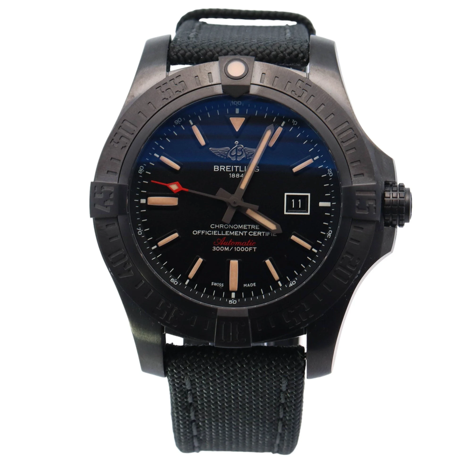 Breitling Avenger Blackbird Titanium 48mm Black Stick Dial Watch Reference# V17310