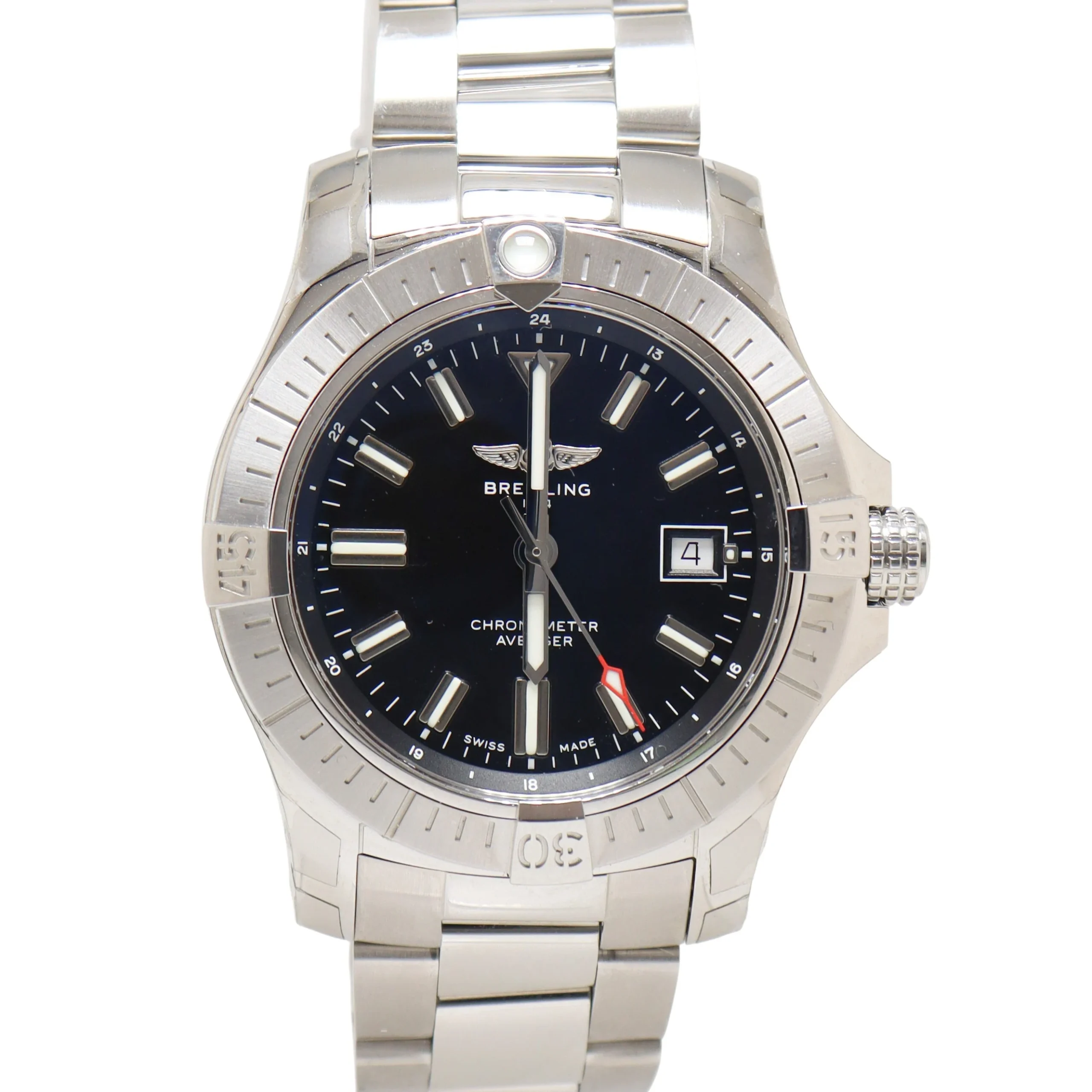 Breitling Avenger Stainless Steel 43mm Black Stick Dial Watch Reference# A17318