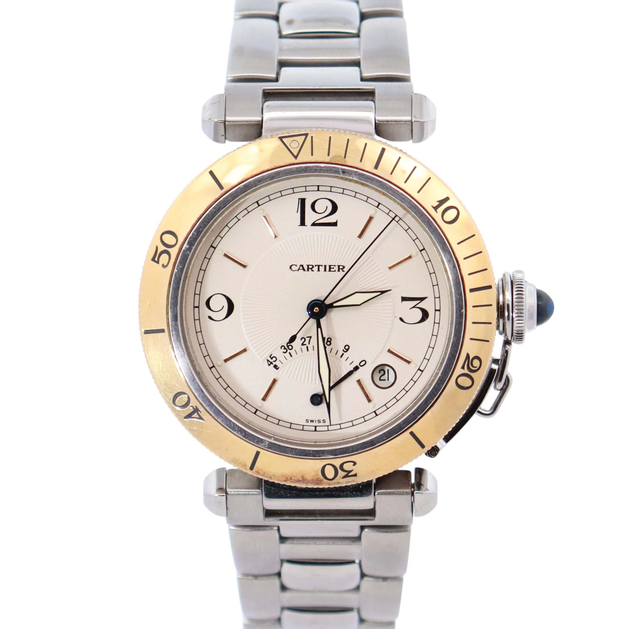 Cartier Pasha 38mm Cream Dial Watch Ref# W31012H3