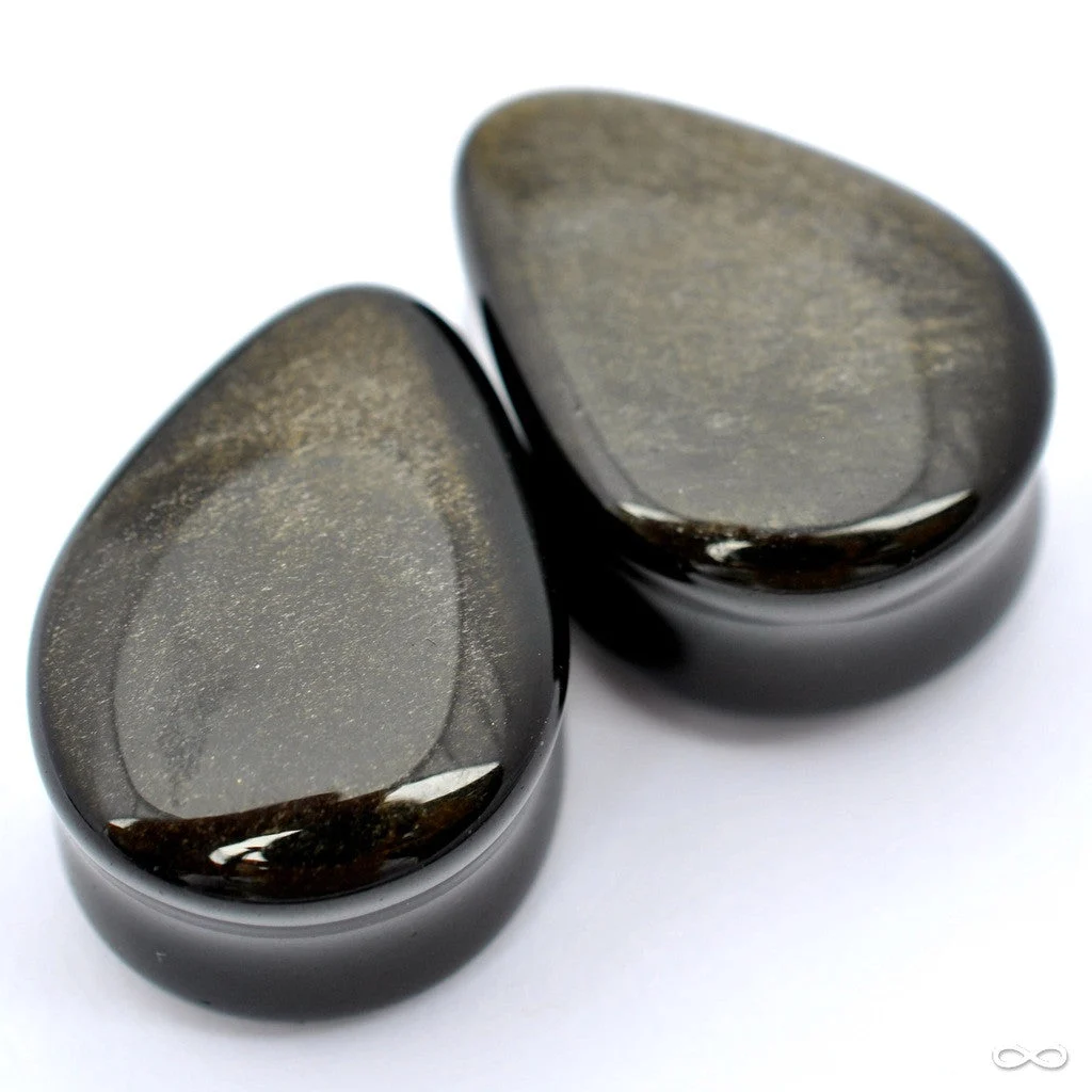 Golden Obsidian Teardrop Plugs in 1” from Oracle