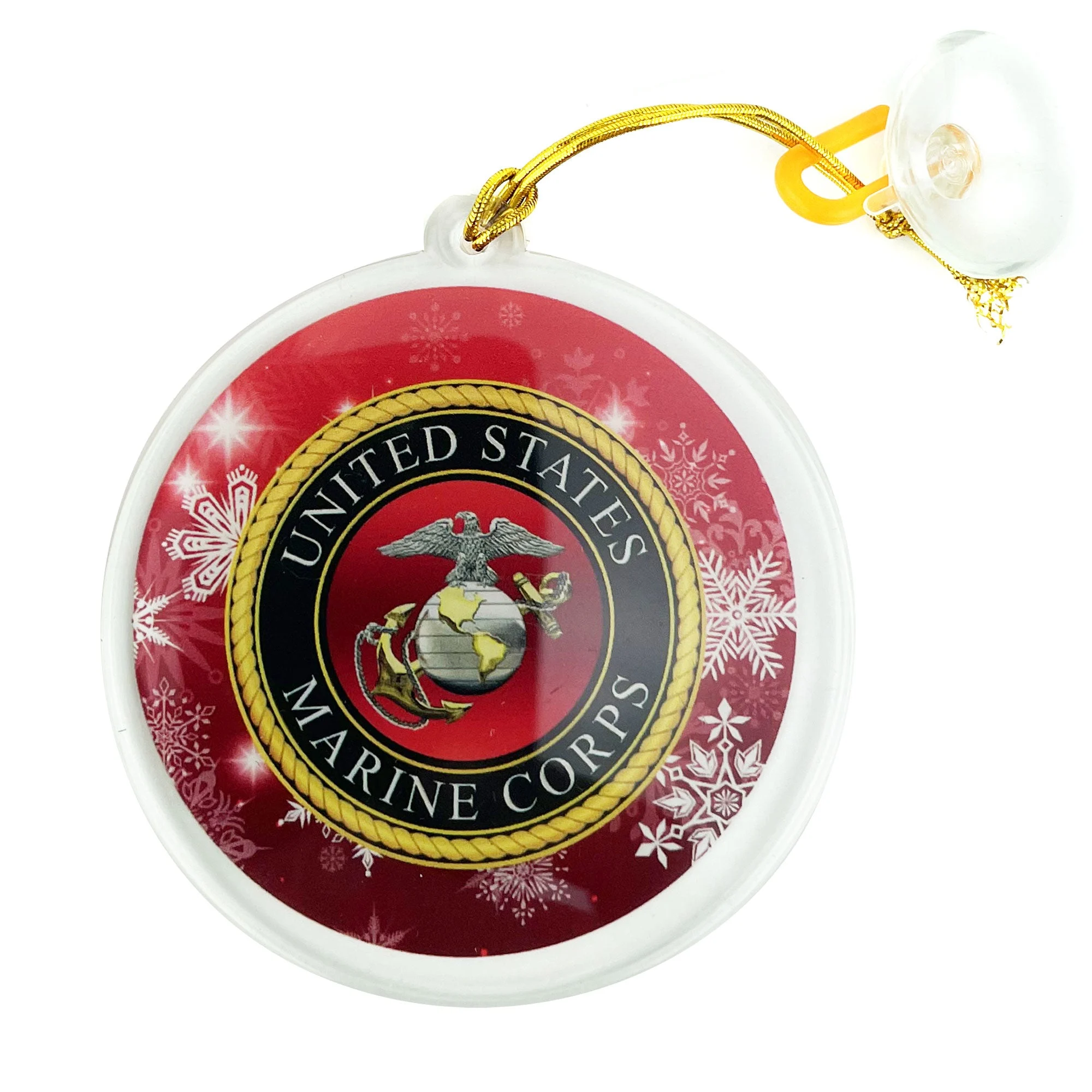 Ornament 3" Round Acrylic -with USMC Eagle Globe and Anchor