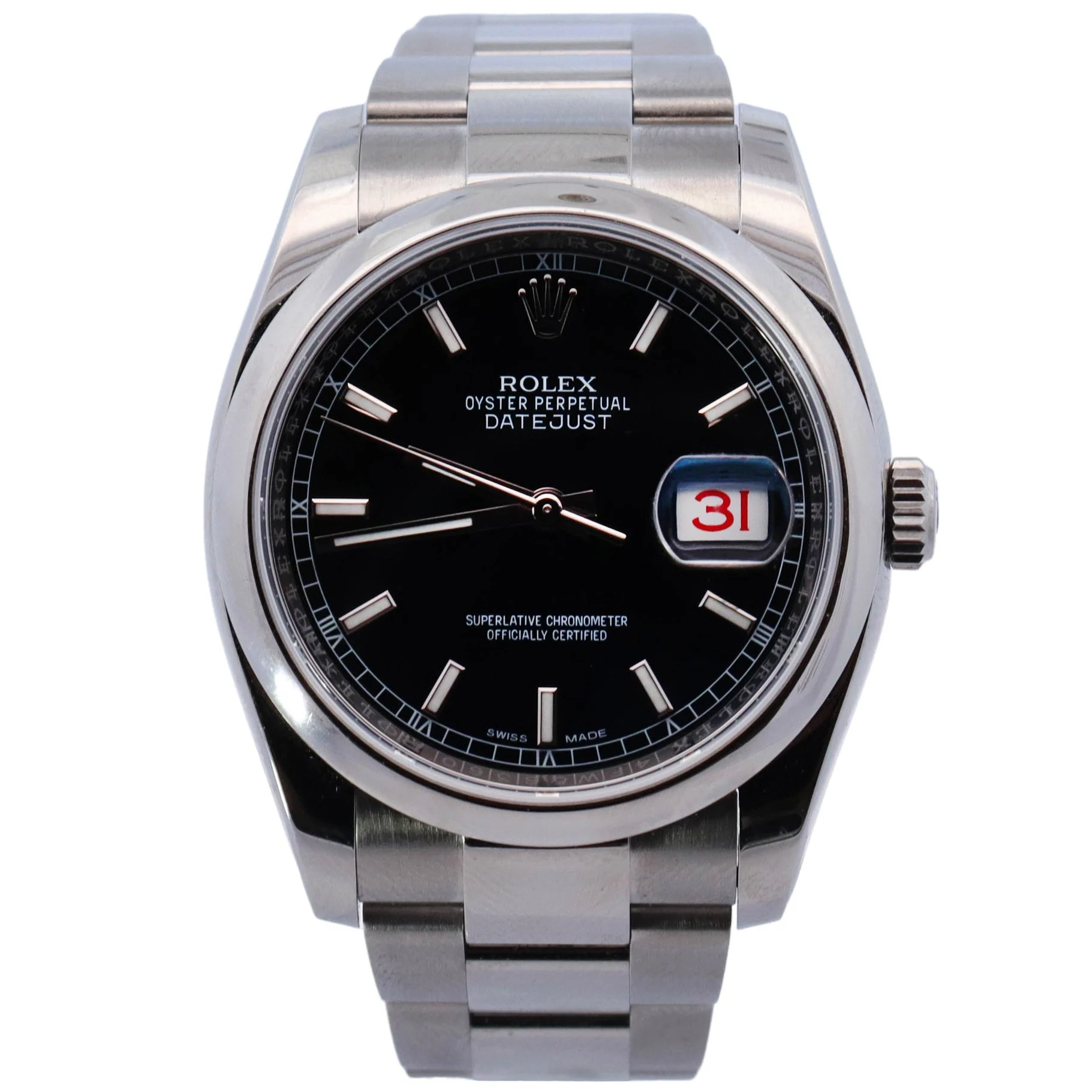 Rolex Datejust 36mm Black Dial Watch Ref# 116200