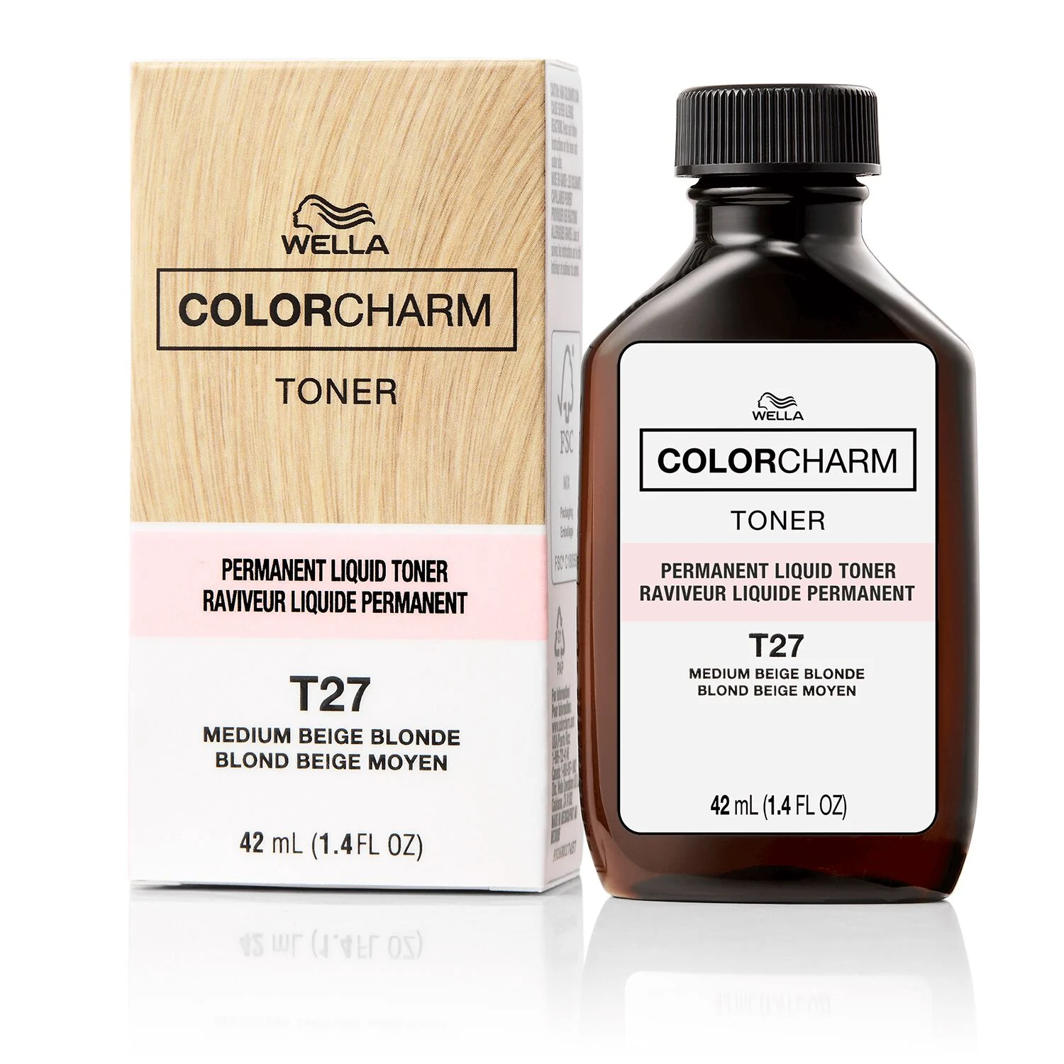 Wella Color Charm Permanent Liquid Toner – T27 Medium Beige Blonde – 1.4 fl oz