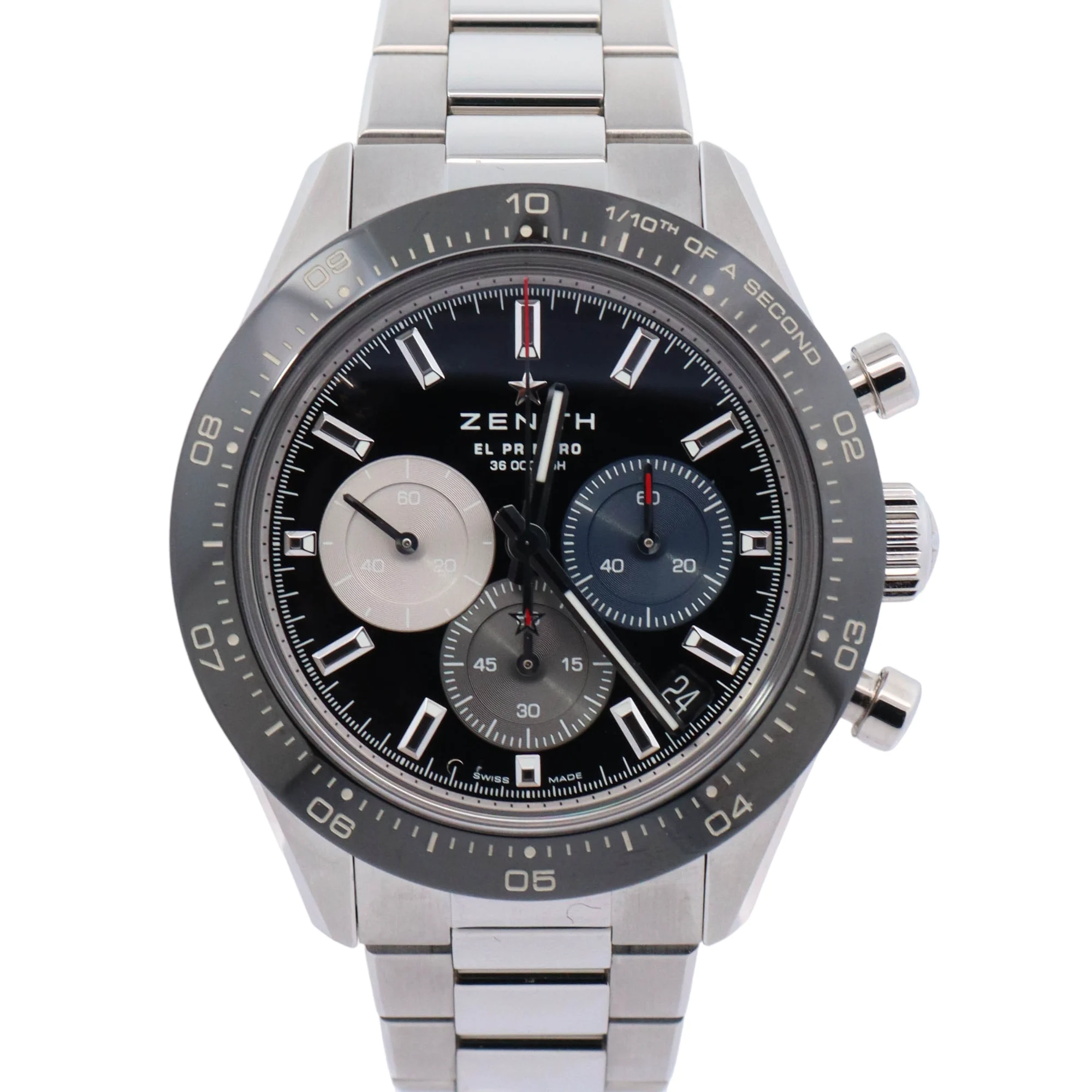 Zenith El Primero Chronomaster Sport 41mm Stainless Steel Black Chronograph Dial Watch Reference# 03.3100.3600/21.M3100