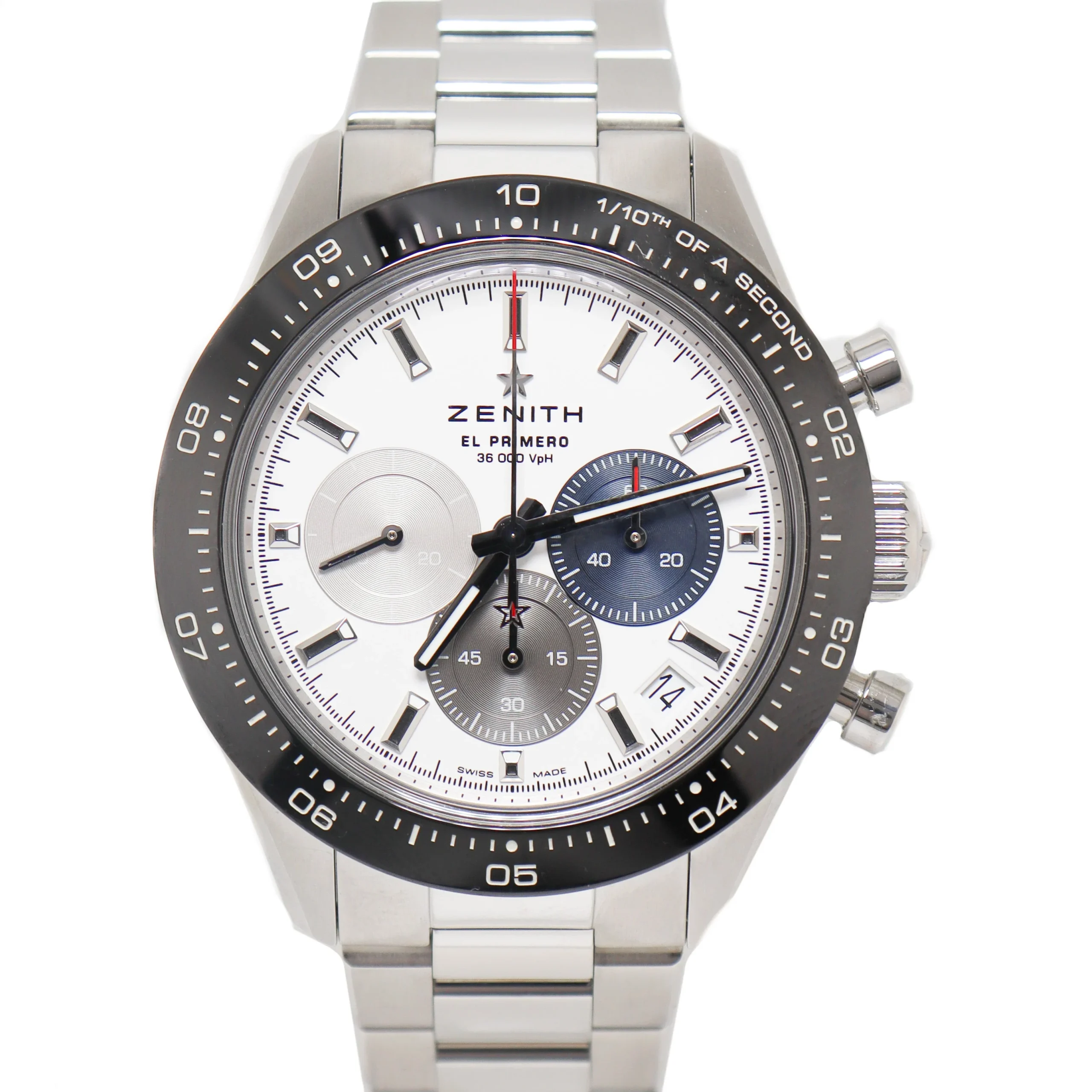 Zenith Mens Chronomaster Sport Stainless Steel 41mm White Chronograph Dial Watch Reference# 03.3100.3600/69.M3100