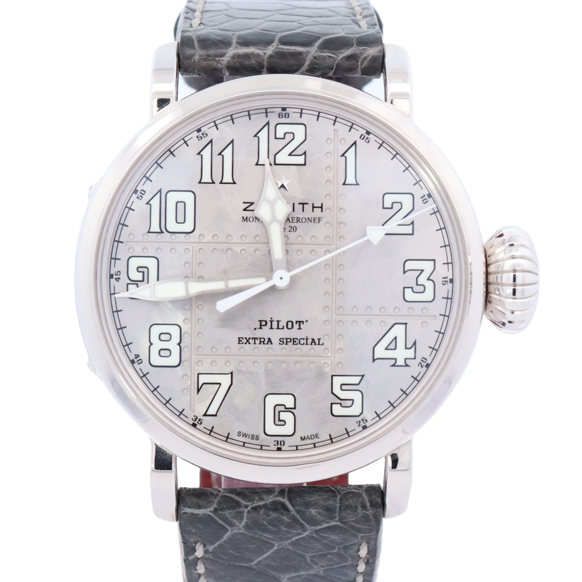 Zenith Pilot Montre D'aeronef Type 20 Silver Arabic Dial Watch Reference# 05.2430.679/17.C902